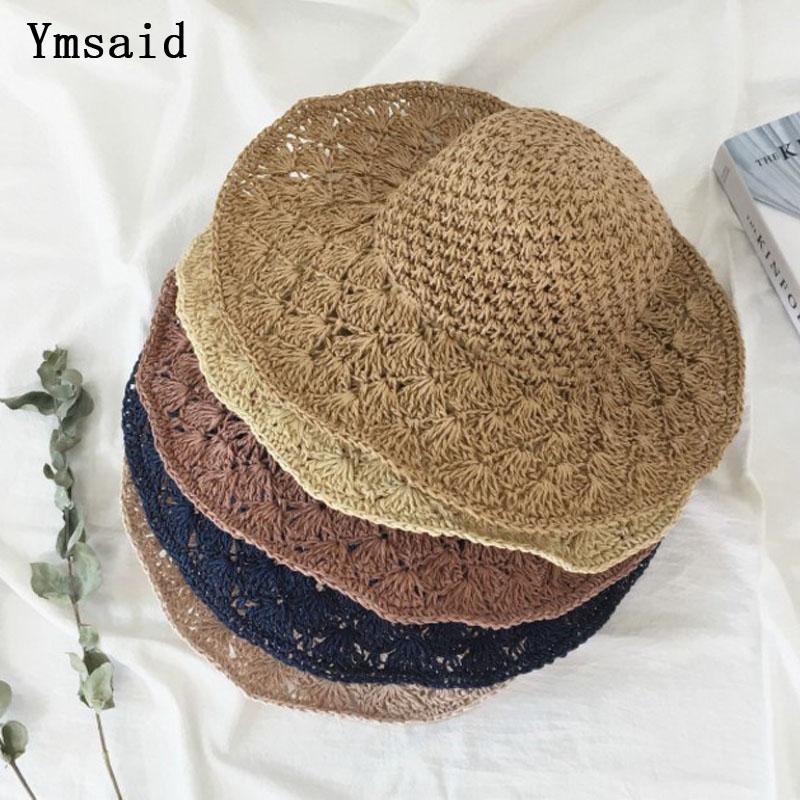 Garden Supplies My Women's Khaki Raffia Straw Hat Summer Handmade Floppy Visor Hat Foldable Panama Beach Anti-Uv Sun Hat