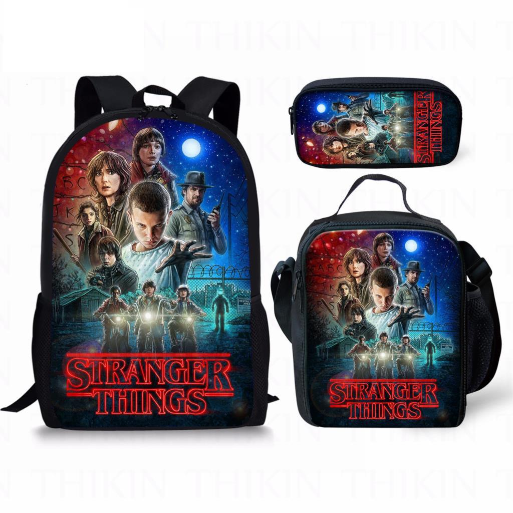 Stranger Things 3 Backpack Pencil Case Set For Daily Use With Nylon Material