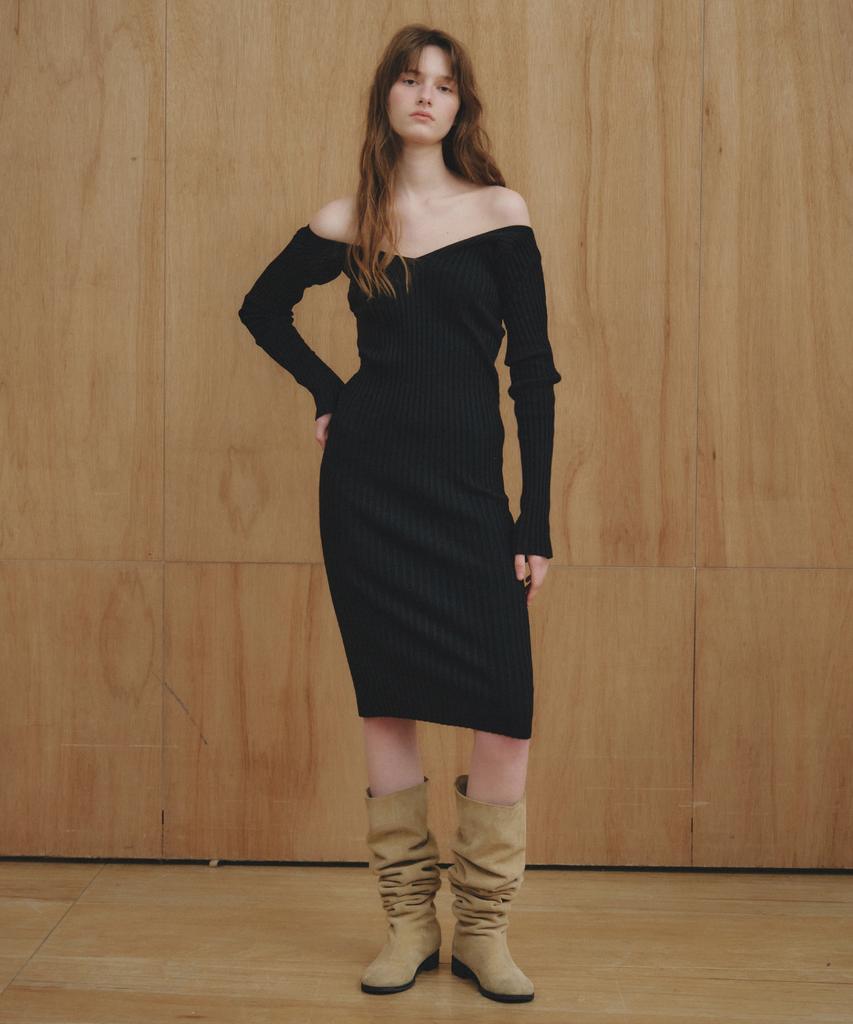 Cita Merry Ribbed Knit Dress_Ctop716(Black)
