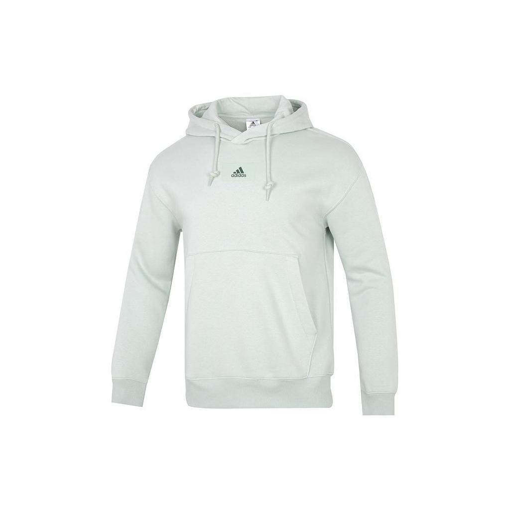 adidas Jednobarevný potisk Malé logo Mikina s kapucí a dlouhým rukávem Pánské topy Světle zelená HK2823