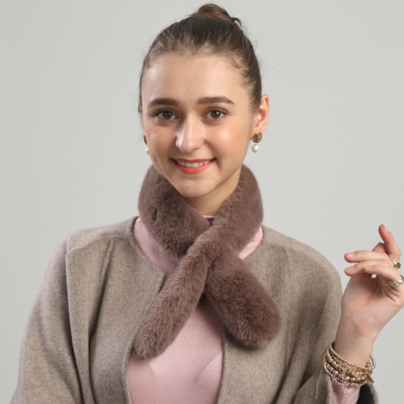 LALA Fur Scarf Petite-Cocoa