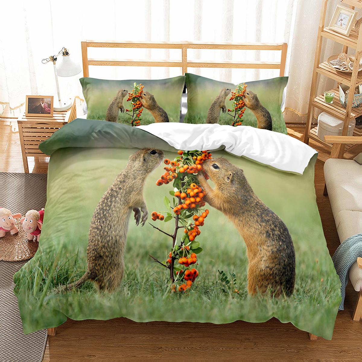 

Коричневый енот King Queen Double Полный пододеяльник Прекрасный комплект постельного белья с изображением животных Покрывало из 2/3 предметов из полиэстера EU single(135x200cm)