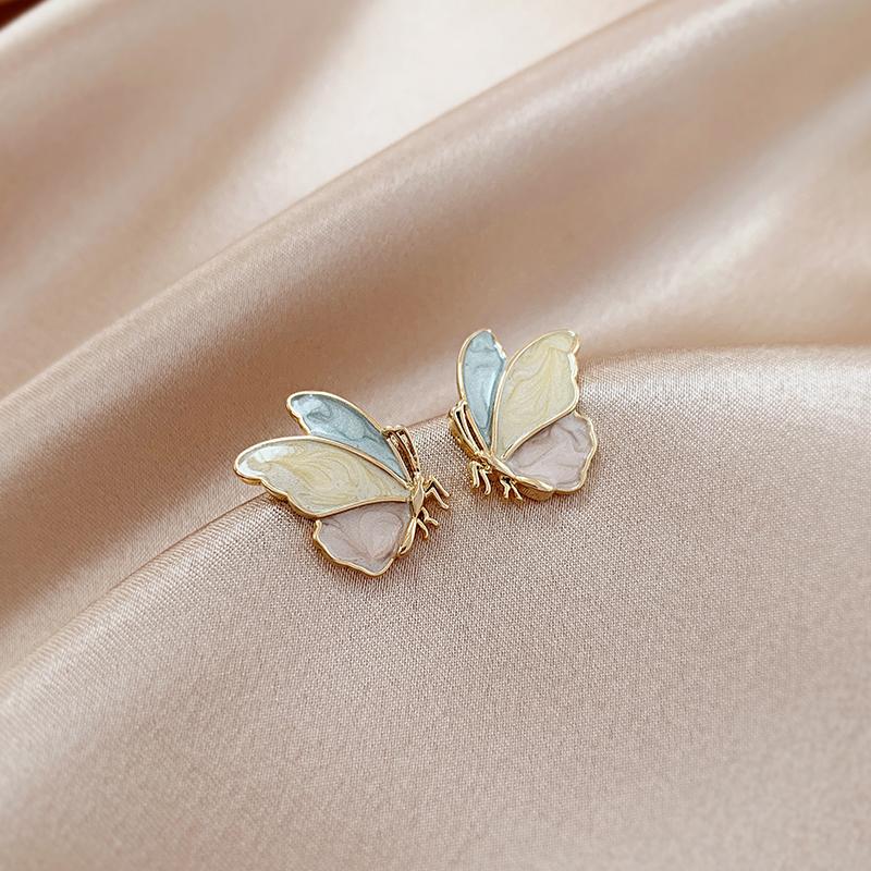 S925 Silver Simple Fashion Oil Drop Butterfly Sweet Elegant Earrings for Women