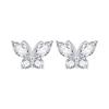 Luxury 925 Silver Pink Bowknot Stud Earrings Diamond Flower Heart Hoop Earrings for Women Sweet Fine Jewelry Gift