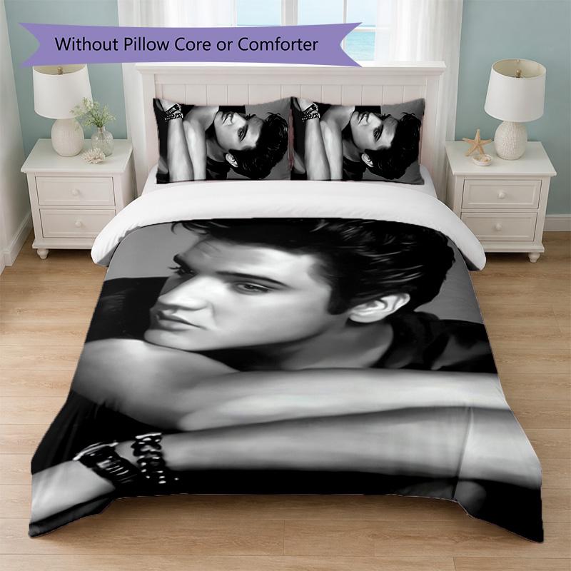 Set Copripiumino Elvis Presley 3 Pezzi 1 Copripiumino e 2 Federe Biancheria da Letto Morbida per Camera da Letto Domestica