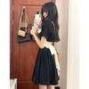Black dress women's summer 2026 new Spice Girl bow polo collar small black dress waist thin shirt skirt