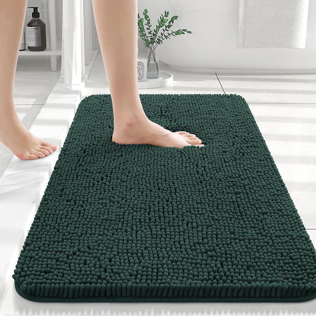 HAPIHAPPY New Chenille Bathroom Rug Mat Extra Soft Thick Absorbent Shaggy Bath Mats Non-Slip Machine Wash Dry Plush Bath Rugs