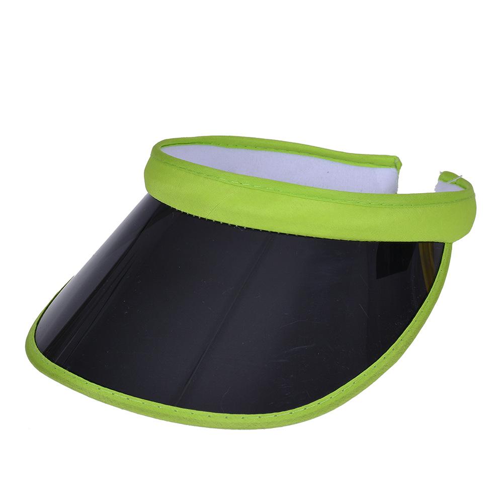 Chapéu de sol de verão anti-uv vazio para mulheres e homens, viseira de plástico transparente de PVC, boné esportivo ao ar livre, cor de doce, boné de golfe 58cm green