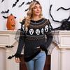 Autumn and Winter New European and American Sweaters Women's Loose Halloween Unique Skull Jacquard Crew Neck Long-sleeved Knitted Sweater