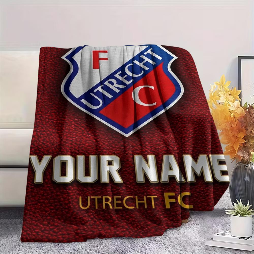 1PC Custom Name FC Utrecht Patterned Flannel Blanket Suitable For All Seasons for Home Decor Warmth and Comfort Gifts Holiday Present