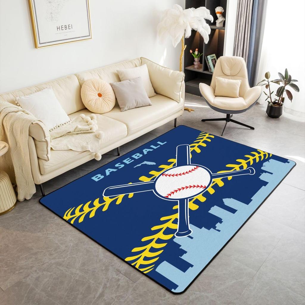 Ковер Erose Bridal Boys Baseball Area Rug 5x7 для подростков и молодежи, Ковер с изображением бейсбольной команды в подарок, Спортивные ковры для спальни, Городской ковер для помещений с тематикой бейсбола