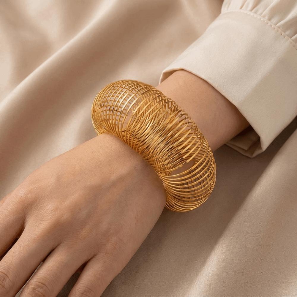 Zink Zinklegierung Ausziehbarer Armreif Flacher Drahtspulen Manschettenarmband Kreatives Geometrisches Armband Geschenk