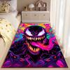 Marvel Superhero Area Rug, Venom Neon Psychedelic Symbiote Face Print, Comic Book Fan Bedroom Game Room Decor, Non-Slip Mat