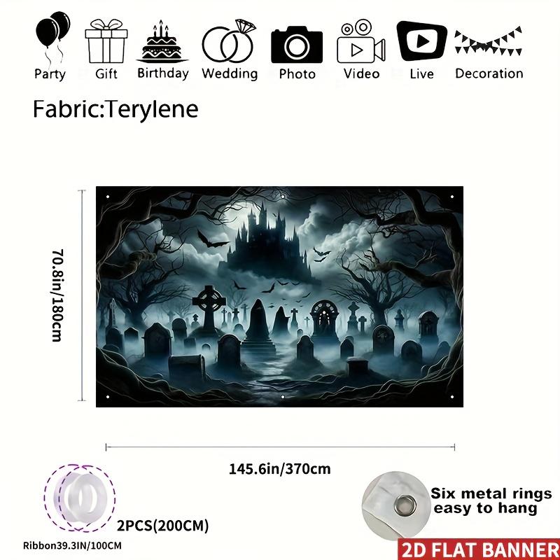 2D Address Banner A 2D Flat Banner, Designed with Halloween Ghosts In a Haunted Cemetery Setting.zyc