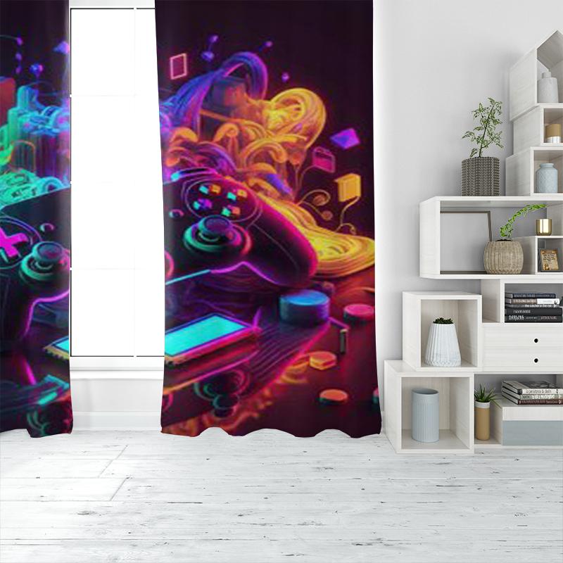 Selling 100,000 - Gamepad Eco-friendly Polyester Printed Curtain Limited Time Special + Gift Combination