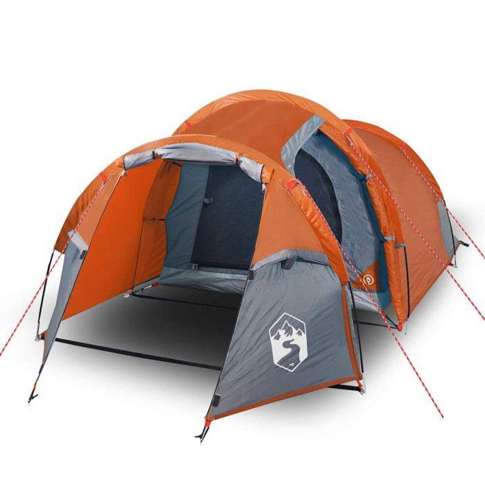 VidaXL Tunnel Camping Tent 3 Persons, Shade Tent with Carry Bag, Camping Awning, Garden Shelter, Orange 94392