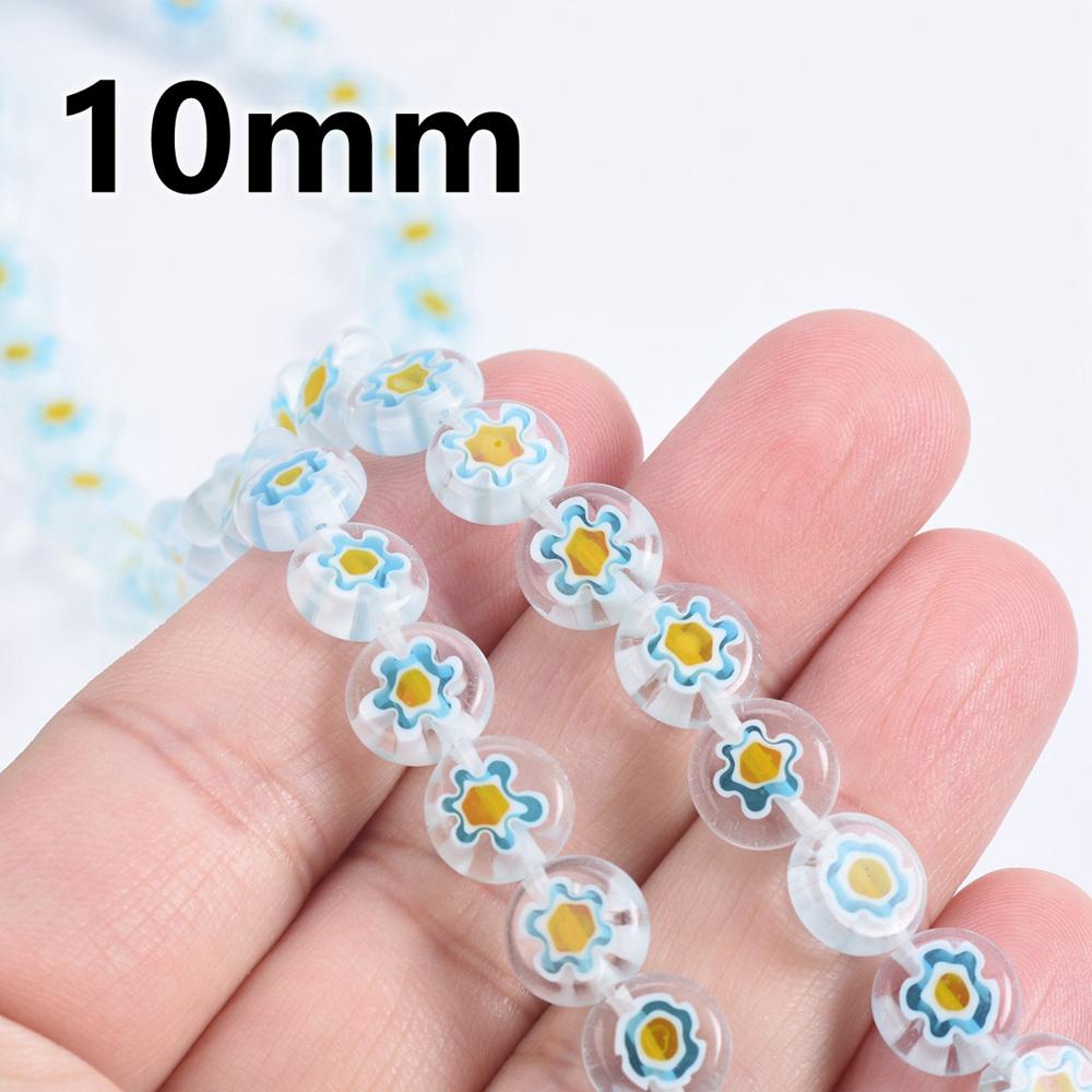 

40/50 шт. Много цветов в ассортименте Плоские круглые 8 мм 10 мм С цветочными узорами Миллефиори Стеклянные Свободные Бусины Лот Для DIY Изготовления Ювелирных Изделий Фурнитура 10mm-40pcs