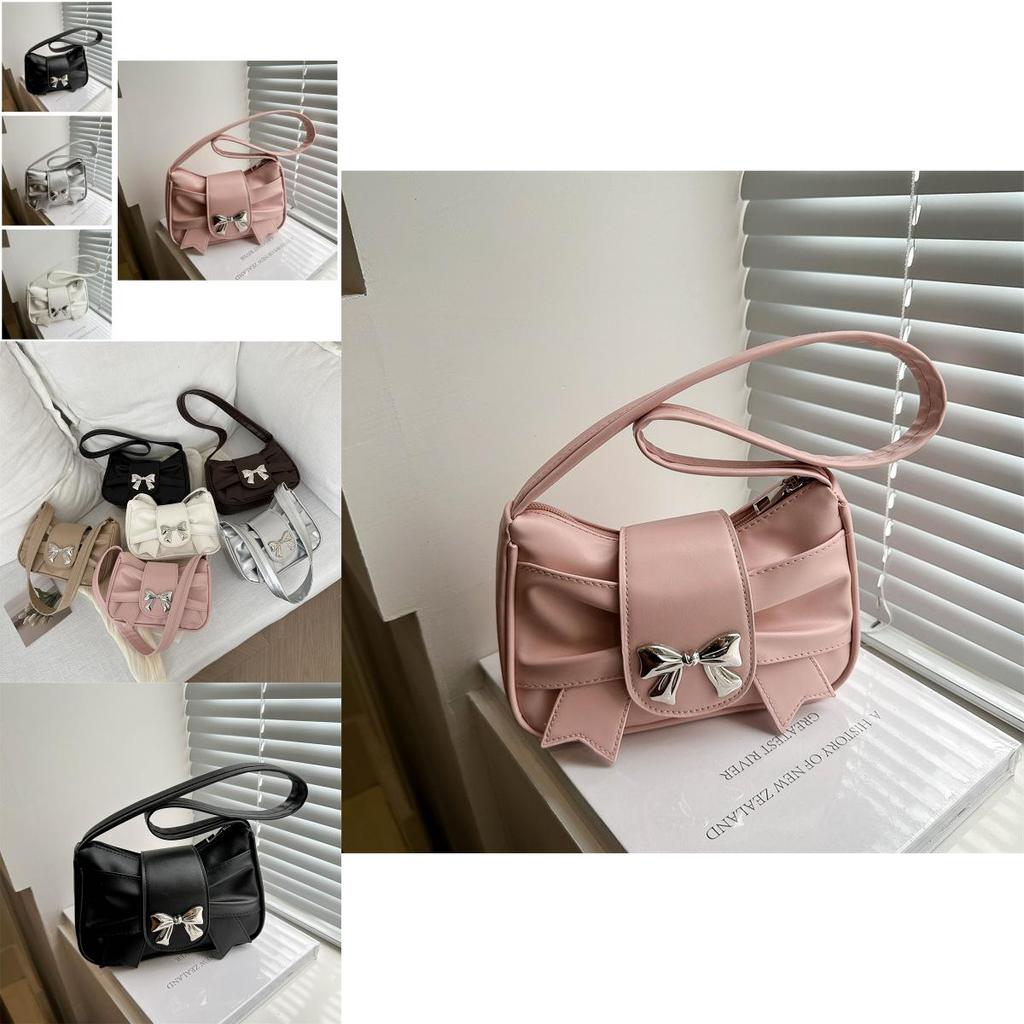 Adorable Bowknot Small Square Bag For Women Cute Korean Style Shoulder Tote Bag