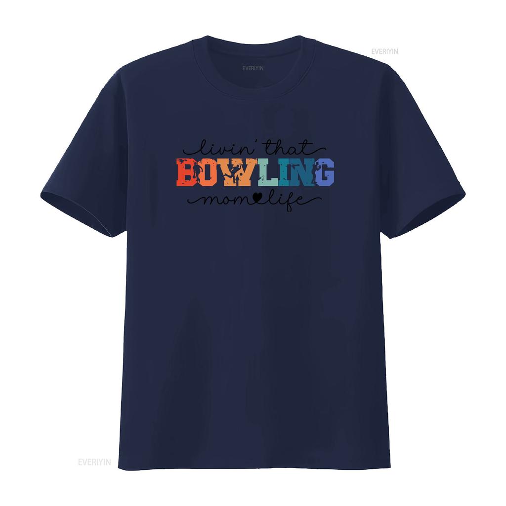 Bowling Mom Retro T Shirt Match Day Woman Collage Playing Team Season Sports School Fan Mama Mothers Birthday  vintage Washed