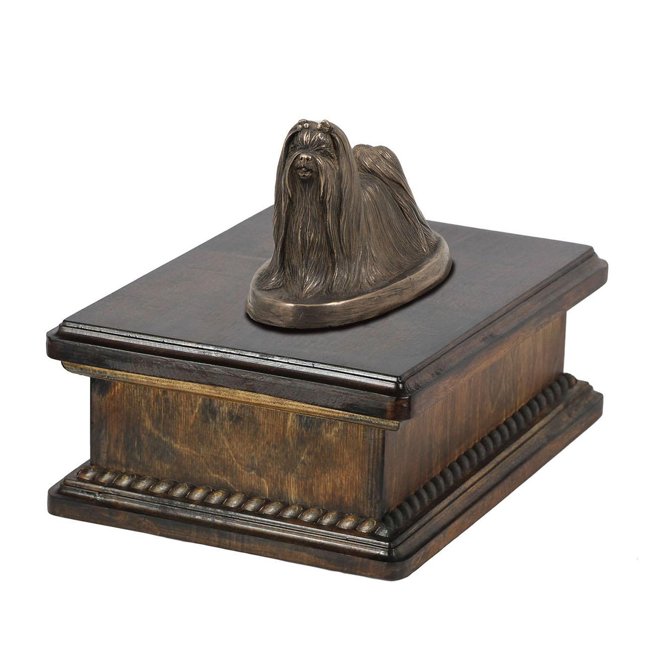 

Maltese - urn for dog ashes, classic urn with a statuette, elegant urn with a dog by Art-Dog brand коричневий
