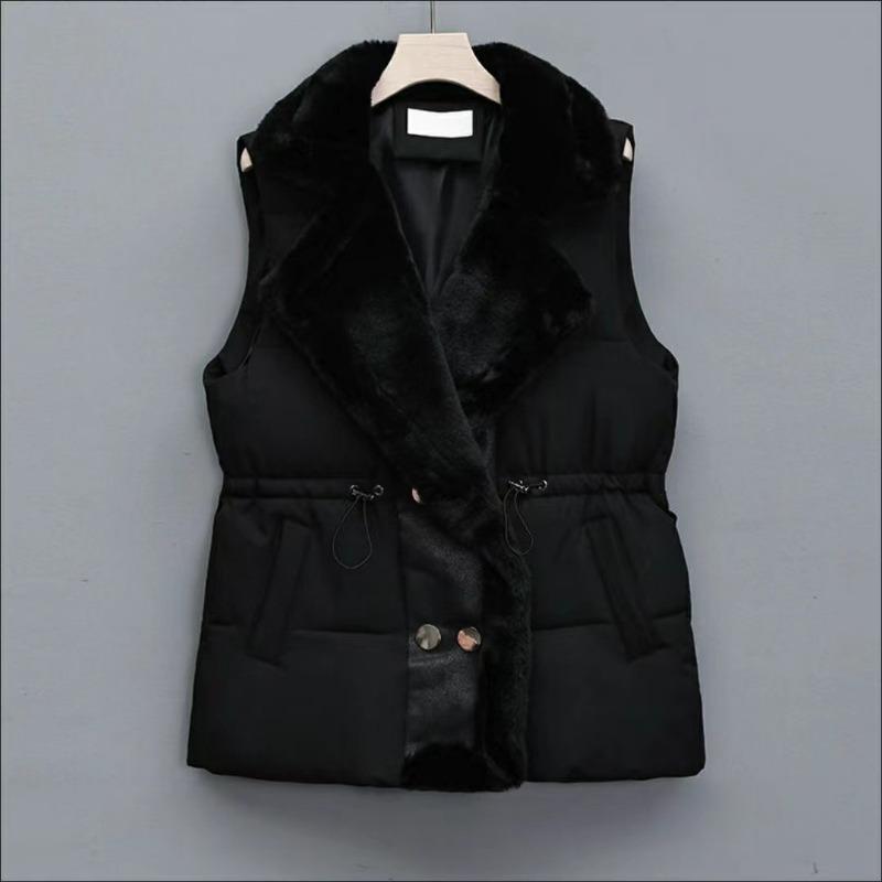 

Women s clothing autumn and winter new down cotton clothes vest drawstring suit collar vest jacket tide M чёрный