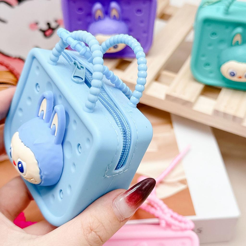 Labubu coin purse for girls small gift cute cartoon detachable doll small square bag pendant CLE