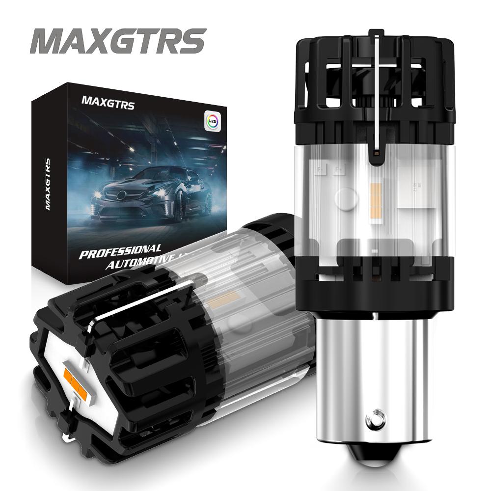 MAXGTRS 2x 3100LM High Power 1156 BA15S BAU15S PY21W Lights Canbus No Hyper No Error With Fan T20 W21W Amber Yellow For Turn Signal LED Bulb