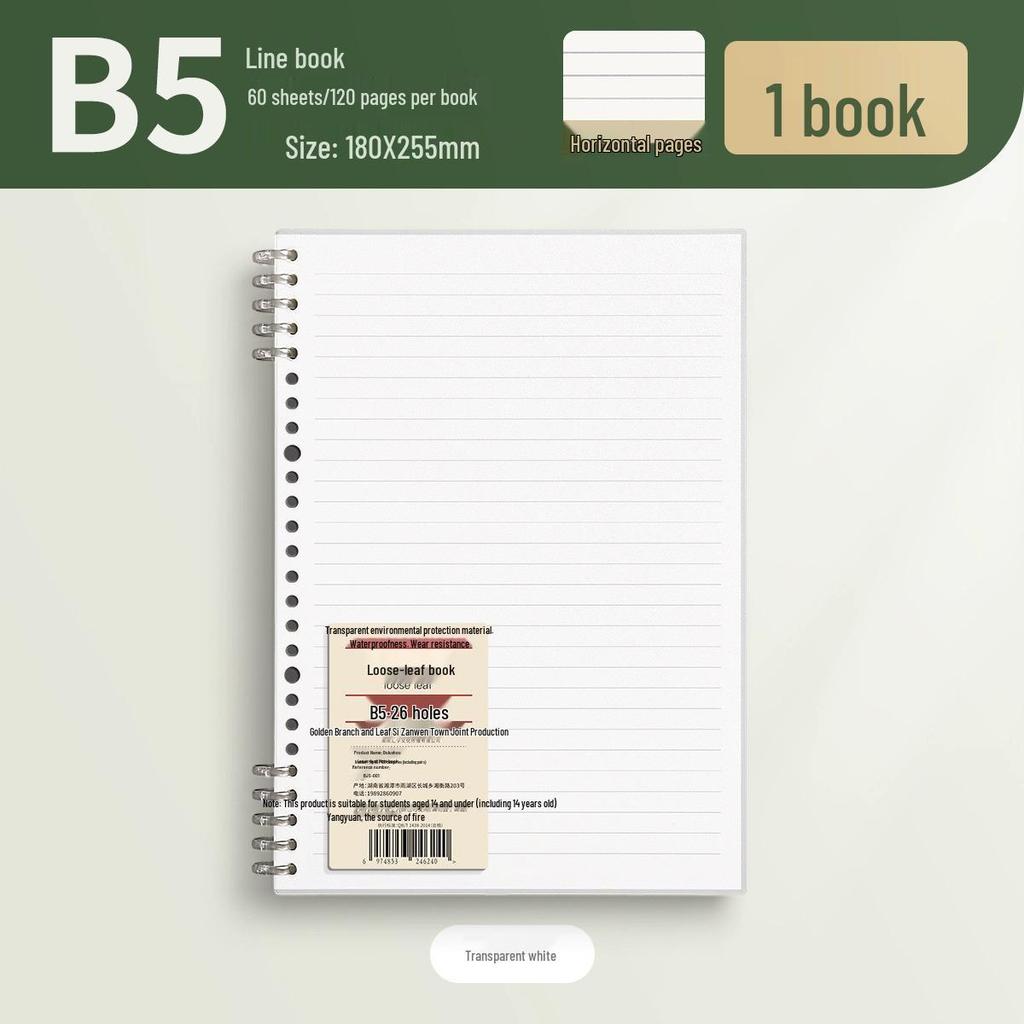 Ergonomic Loose-Leaf Notebook with Removable Coils for Students - Thickened Design
