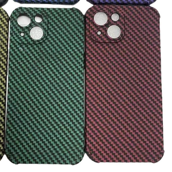 Vier Ecken Anti-Fall Kohlefaser Geeignet für IPhone15Pro Handyhülle Tpu Feines Loch Apple 13 Vollabdeckung Weiche Schale