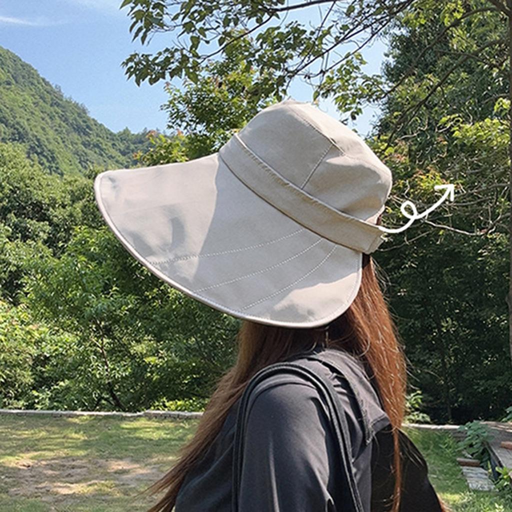 Women UV Protection Sun Caps Outdoor Large Brim Fisherman Hat Casual Hiking Travel Holiday Sun Hats Bucket Hats