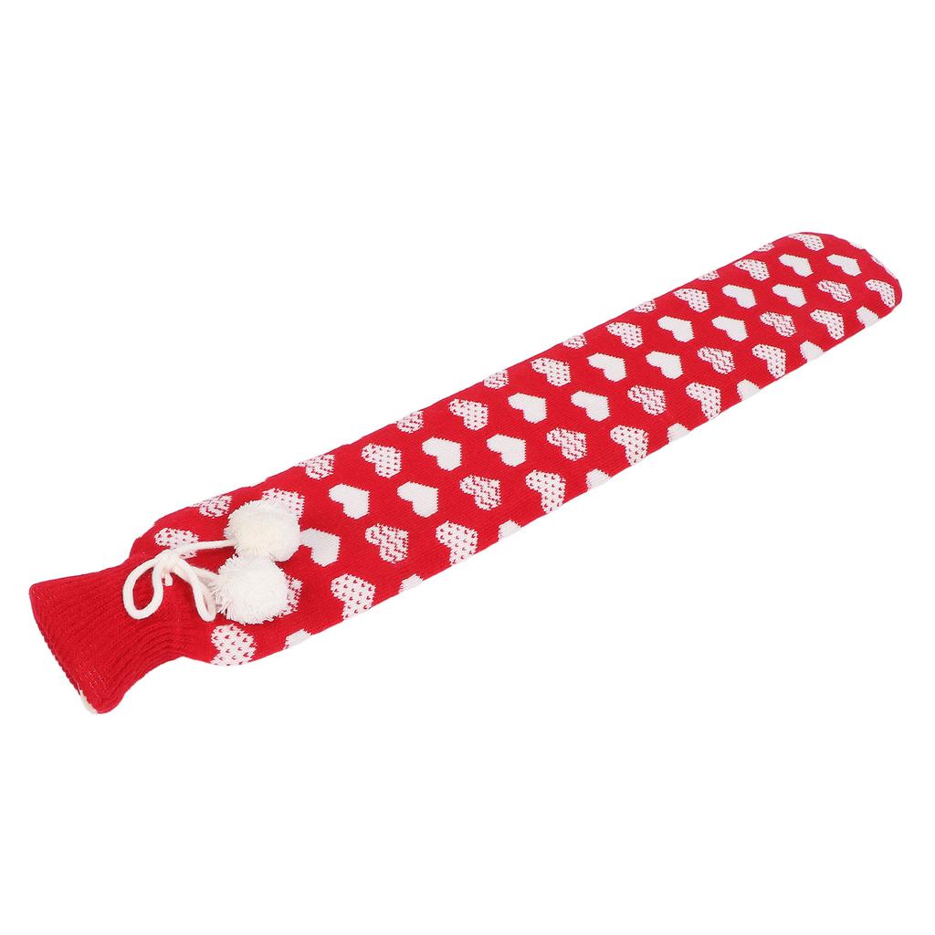 Hot Water Bottle Soft Rubber Knitting Sleeve Hot Water Bag for Warming Shoulders Neck Waist Red 2L
