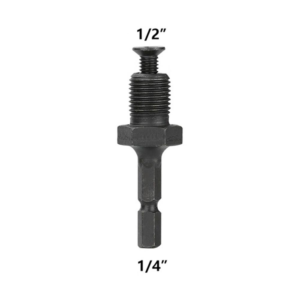1/2 Pcs Drill Chuck Adaptor 1/4 Inch Hex Shank Adapter To 1/2inch 3/8 Inch Male Thread Electric Drill Bits Quick Change Converte