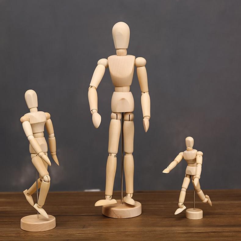 Nordic Style Handmade Wooden Jointed Model Figure Ornament