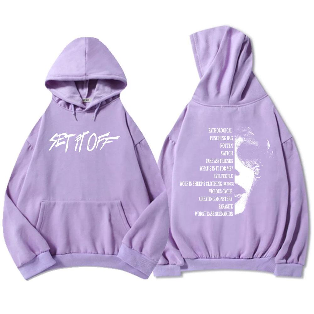 SIO Album Tracklist Hoodie Rock Band Set It Off Sweatshirts Grunge Fashion Unisex Streetwear Hip Hop Grunge Male Sudaderas Mens