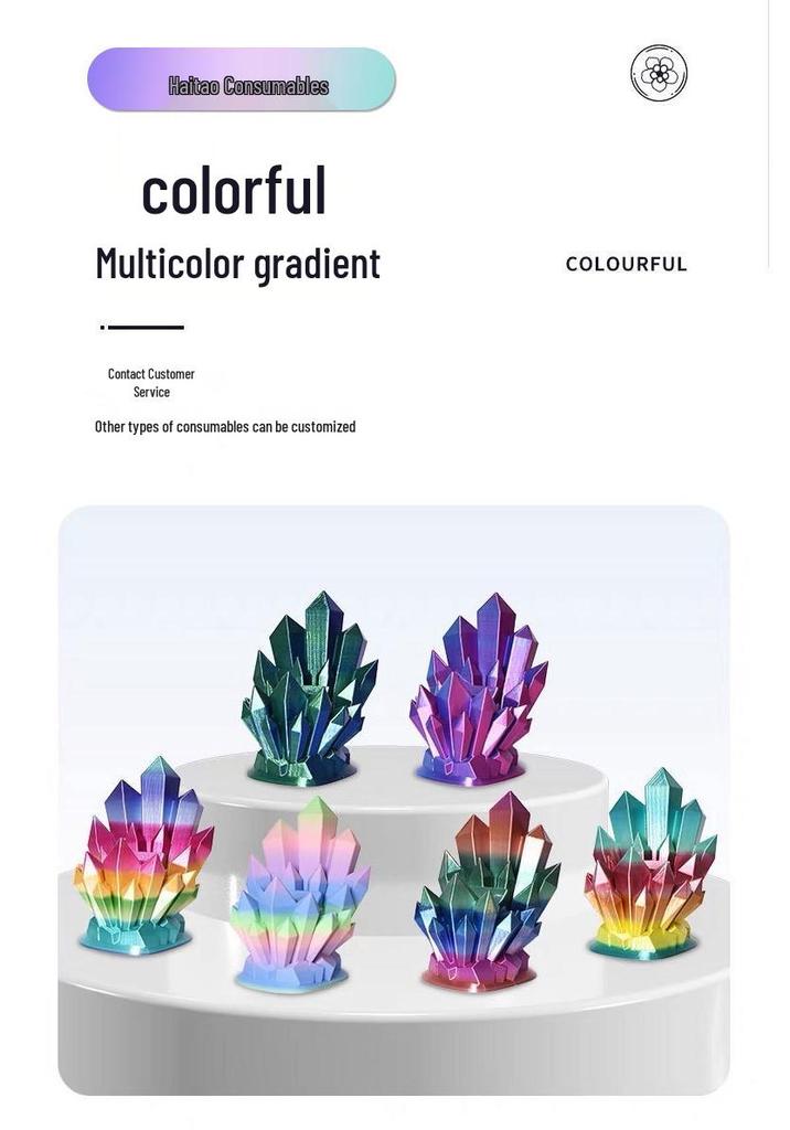 PLA Silk Dual-Color 3D Printer Filament, 1.75mm Rainbow Gradient, Matte, 1kg - Compatible with Creality Printers