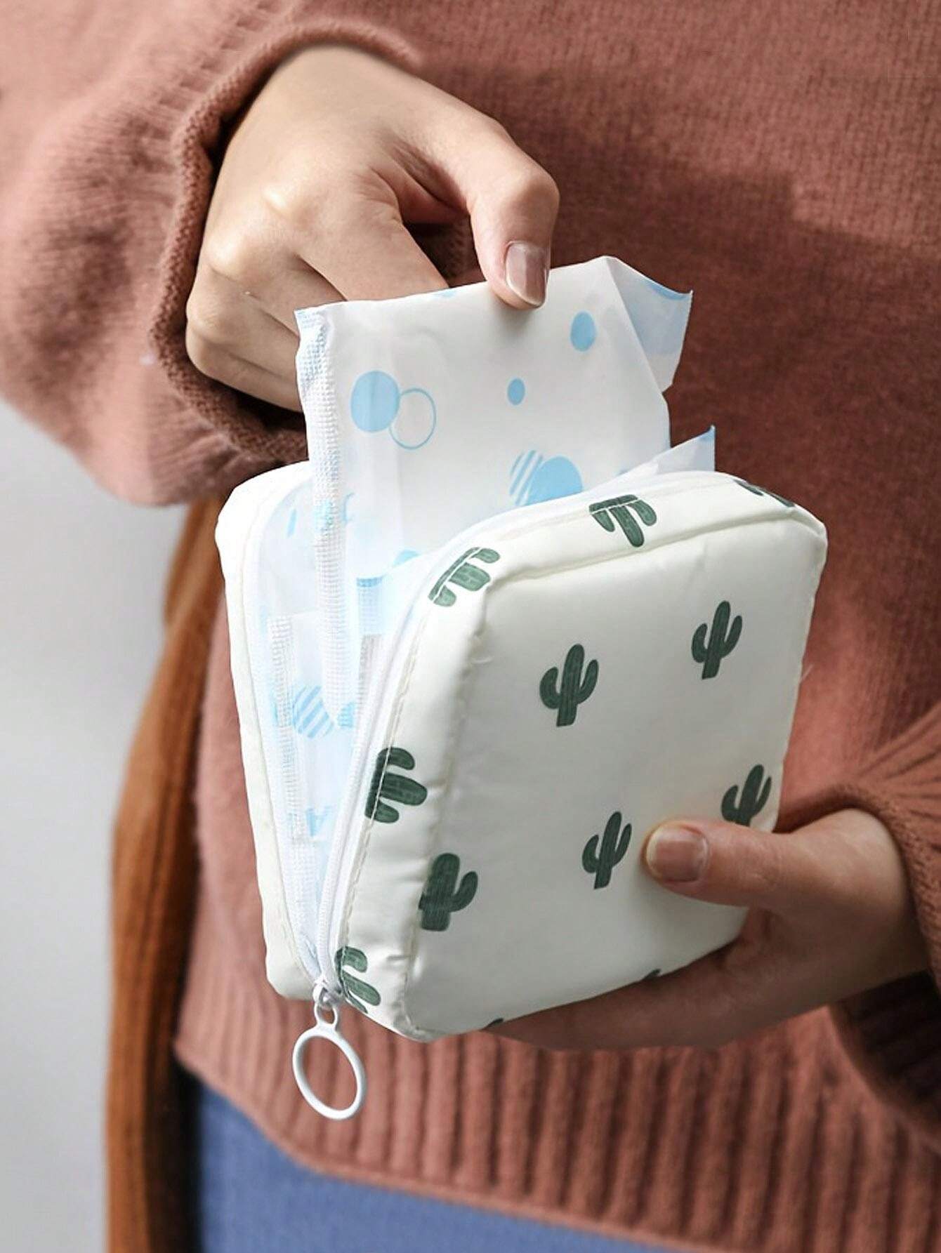 

1 шт. Милая мультяшная многоцелевая водонепроницаемая сумка для хранения - Большая вместимость, сумка для хранения гигиенических прокладок, косметичка, студенческие дорожные принадлежности