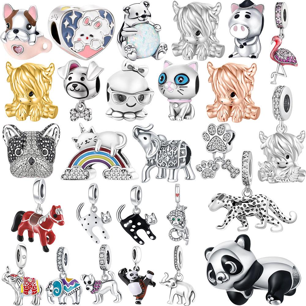 New Animals Dog Cat Rabbit Lion Elephant Charm Bead Pendant Ideal For Women Authentic Bracelets Bangle Necklace Jewellery Making