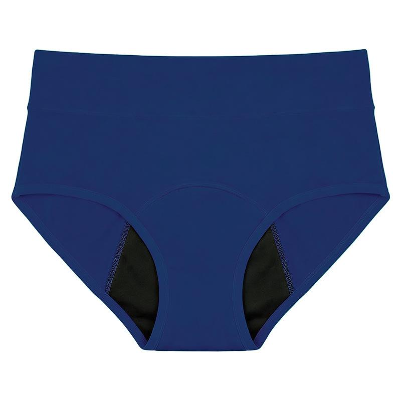 Calcinha Feminina Plus Size para Menstruação, Cor Sólida, Algodão Respirável, Cintura Alta, com Pregas