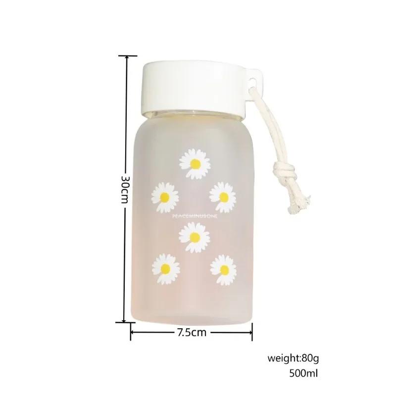 Tazza d'acqua in plastica portatile da viaggio per esterni a bevuta diretta con cinturino anticaduta e cordino da appendere, trasparente smerigliata 500ML