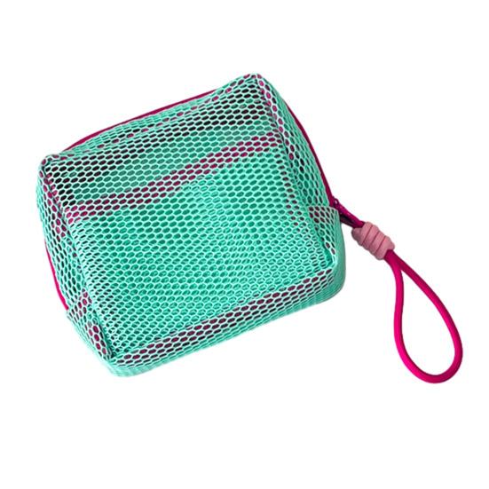 Small Mesh Toiletry Bag Portable Cosmetic Organizer Pouch Travel Makeup Bag for Women Lipsticks Brushes Keys Coins Storage