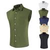 Nuova Camicia da Uomo in Lino Senza Maniche per Primavera e Autunno Gilet Semplice Casual Gilet in Lino con Tasca Decorativa Top