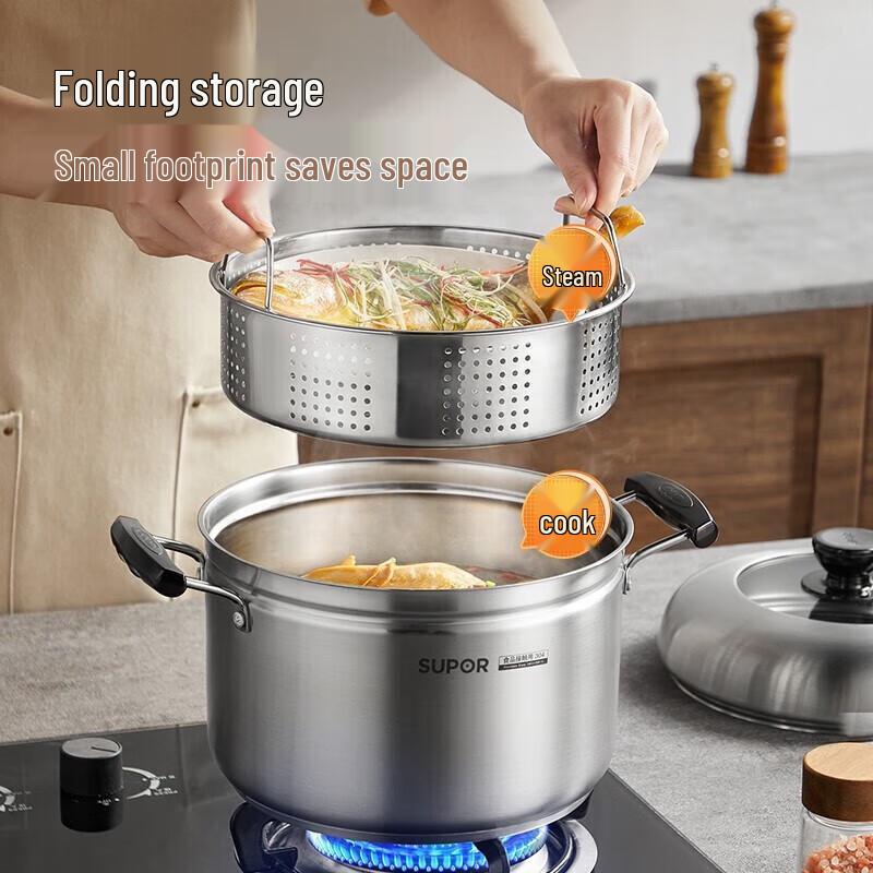 Supor 304 Stainless Steel 24cm Universal Steamer Pot