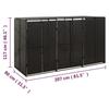 VidaXL Triple Bin Shelter Black 207x80x117 Cm Woven Resin 319862