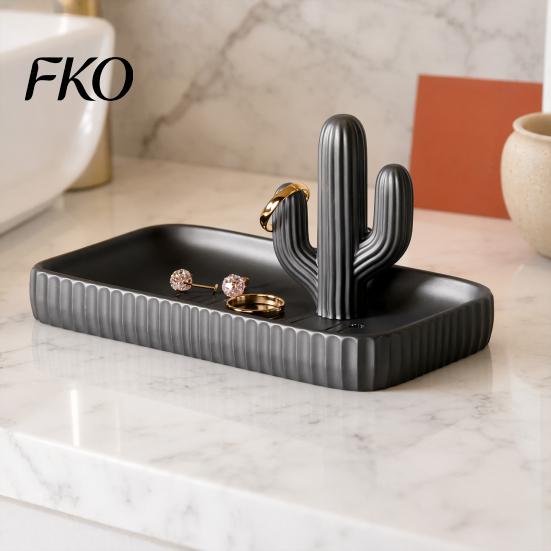 Unique Jewelry Storage 3D Printed Cactus Tray, Ring Dish, Entryway Table Trays, Decorative Trinket Light Luxury Decor Organizer Tray for Rings