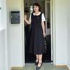 Large Size Women's Clothing Long and Short Contrasting Color Dress, Summer New Waist and Thin Small Black Dress 252498