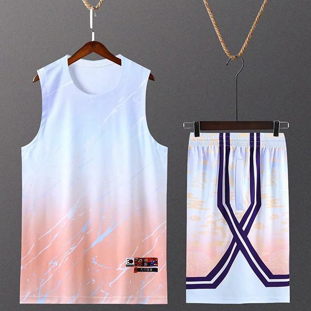Personalized  Men s Boys Basketball Jerseys Shirt Youth Sports Shirt with Shorts New Men Gradient Basketball Uniform 3XS