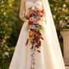 Teardrop Wedding Bouquet with Ribbon Accents Photo-Ready for Venue Styling