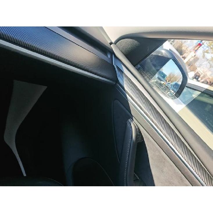 For Tesla Model Y 3 Matte Carbon Inner Front Door Trim Panel Armrest Wrap Cover