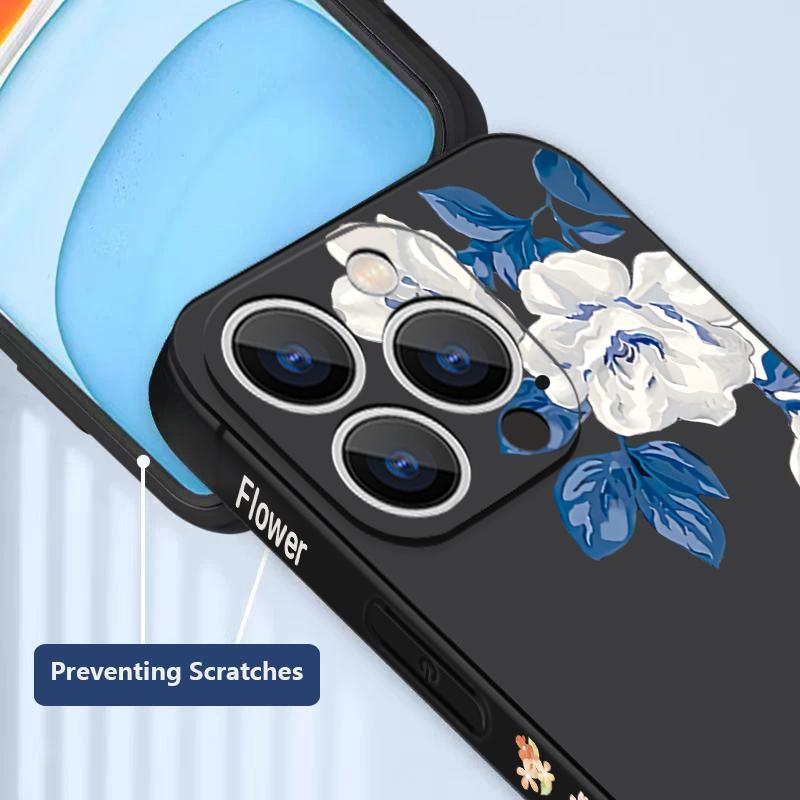 For iPhone 17 Pro Max Case White Gardenia Floral Pattern TPU Silicone Soft Cover For iPhone 16 Pro Max 15 14 13 12 11 16E Air
