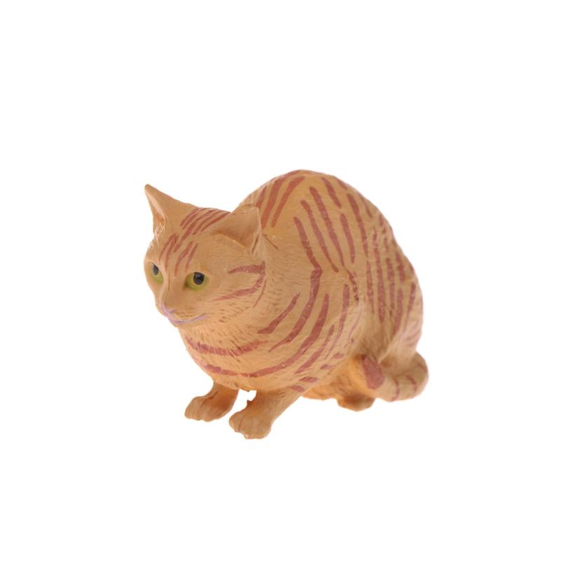 Solid Simulation Animal Model Lying Orange Cat Figurine Cute Desktop Decoration Mini Pet Cat Model Ornament